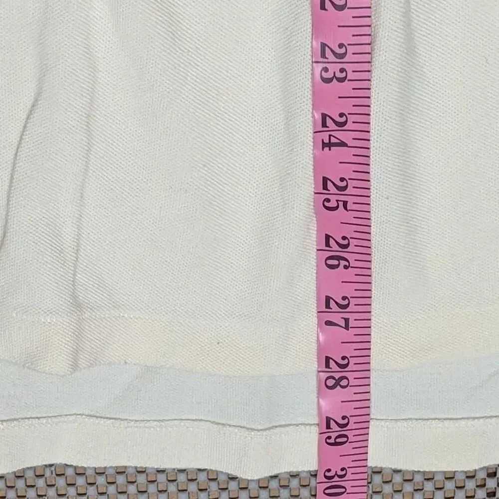 VTG Polo Ralph Lauren Men Large Cream Polo Shirt Cotton Short Sleeve Silver Pony